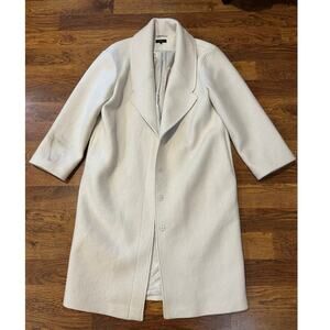 Quince Women’s 100% Wool Shawl Collar Long Coat – Cream – Size XL